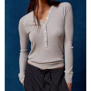 NWOT BDG Quinn Slim-Fit Hooded Henley Top